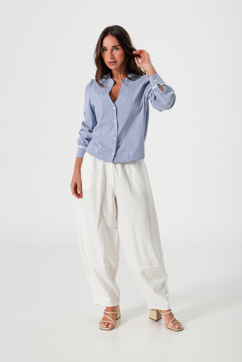 Camisa Rayada con Puntilla